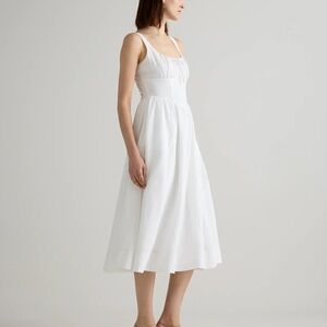 Reformation Balia Linen White Midi Dress with Square Neck